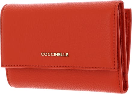 COCCINELLE Leren Portemonnee Metallic Soft Wallet Grainy Leather Gazpacho Oranje