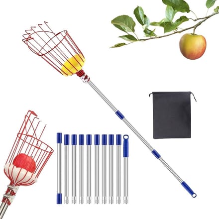 Fruitplukker - Oogststok - Fruit Oogsten - Uittrekbare steel - 4 meter bereik - Zilver