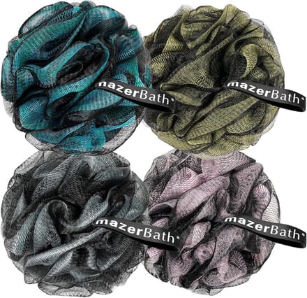 Set van 4 Loofah Douche Sponzen - Houtskool Kleuren Exfoliërende Badspons