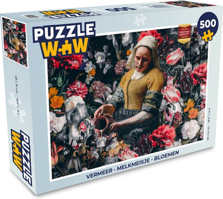 Puzzel Vermeer - Melkmeisje - Bloemen - Legpuzzel - Puzzel 500 stukjes