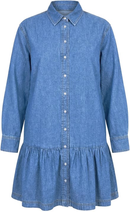 Studio Untold - Dames - Jeansjurk oversized zoomvolant wijde lange mouwen - Blauw denim - Maat 46+