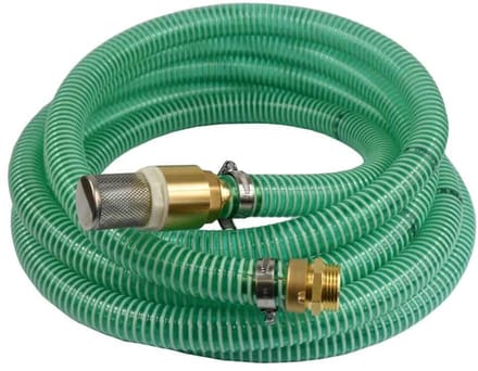 1"/25mm Zuig- + persslang met zuigkorf, terugslagklep + 1" AG dubbele nippel 3m