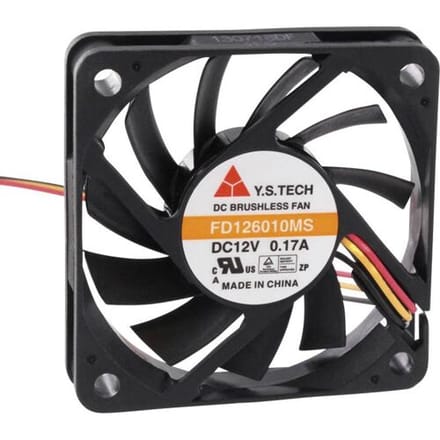 YS TECH FD126010MS(1F5) Axiaalventilator 12 V/DC 35.7 m³/h (l x b x h) 60 x 60 x 10 mm