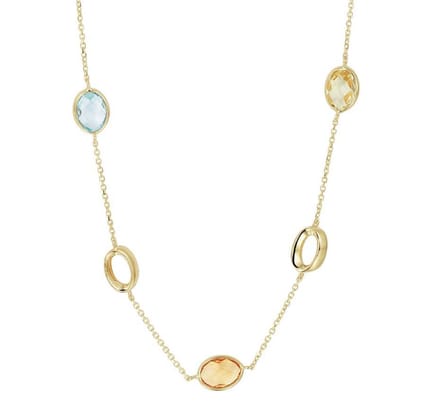 YO&NO - Ketting - Goud - Anker -  Edelstenen -  1,0 mm  -  42 - 45 cm -  Sieraden vrouw - 585 goud