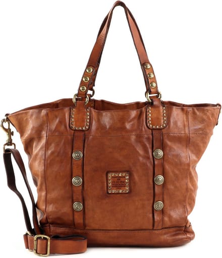 CAMPOMAGGI Leren Schoudertas Shopper Shopping Bag Cognac Terracotta