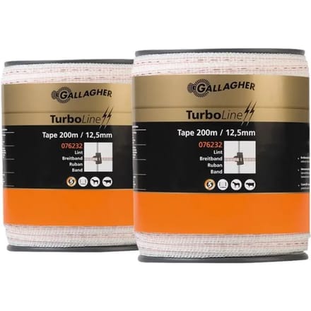 Gallagher Duopack TurboLine Lint 12,5mm Wit (2x200m) - Voor sterke draadgeleiding