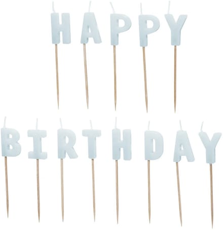 Happy Birthday taart kaarsjes blauw