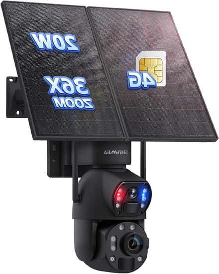 Bewakingscamera op zonne-energie - 4G camera Simkaart camera - Buitenbewaking op afstand - Dubbele lens 36x zoom