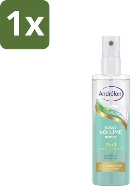 1 x Andrélon – Textuur Spray 3-in-1 – Kokos Volume Boost – 150 ml - Haartype - Volume - Textuur - Structuur - Glans