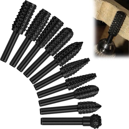 Allecto Plus - Houtfreesset met 10 stuks: houtrasp, kogelfrees, rotatiefrees