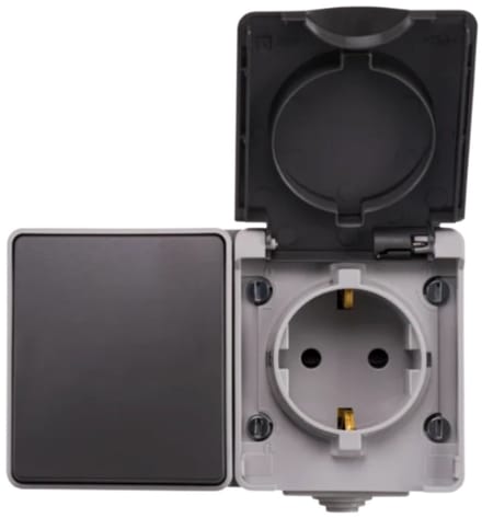 Opbouw Combi wandcontactdoos en wisselschakelaar | IP55 - Grijs