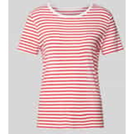 T-shirt met geribde ronde hals