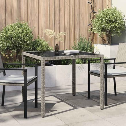 vidaXL Tuinstafel Grijs 90 x 90 x 75 cm poly rattan