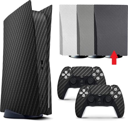 Gadgetpoint - Console & Controller Stickers voor PS5, PlayStation 5 - Performance Gaming Skin - Bescherming Accessoires - Carbon - Zwart