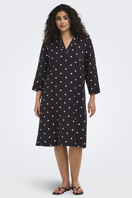 ONLY CARMAKOMA - CARCARRIE DOT 3/4 BLK DRESS AOP - Meisjes - Mini jurken