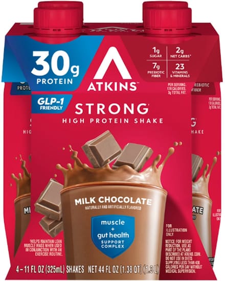 Atkins | Strong High Protein Shake | Milk Chocolate | 4 Stuks | 4 x 325ml