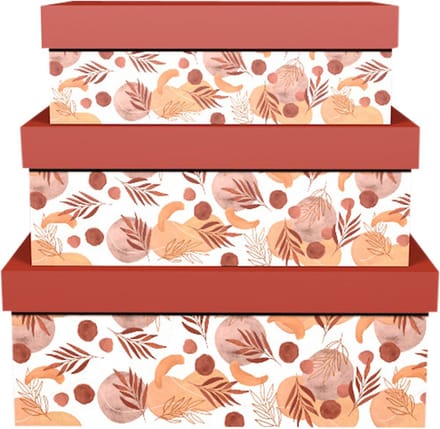 Dekoratief | Set 3 dozen rechthoek 'Earth Blush', 26x18x10cm | A245086