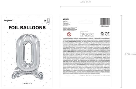 Zilver 0 Staande Folieballon 70 cm