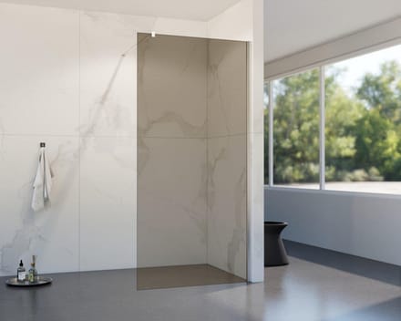 FugaFlow Eccelente Vetro inloopdouche - 180x200cm - rookglas - wandarm - Geborsteld RVS PVD (RVS)