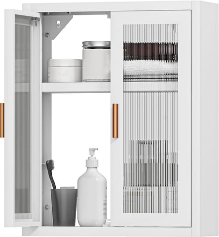 HOMCOM Wandkast - Metaal - 40x14x50cm - Wit
