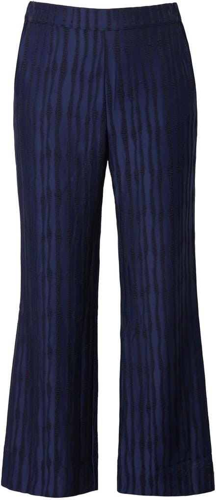 Ulla Popken - Dames - Broek structuur wijde rechte pijpen - Donkermarine - Maat 54