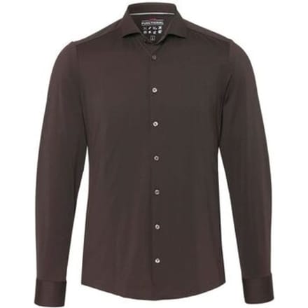 Pure The Functional Shirt Donkerbruin - Maat 38 - Heren - Overhemden Formeel