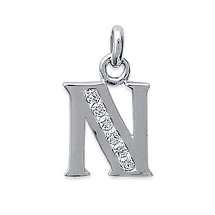 Blinx Jewels Zilveren Hanger Letter N Steentjes