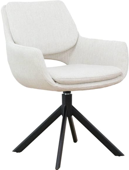 Goossens Eetkamerstoel Daisy - Met Armleuning - Stof - Beige