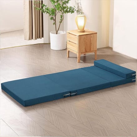 Opvouwbaar bed - Logeerbed matras - Extra slaapplek - Ingebouwd kussen - 200 cm lengte - Blauw