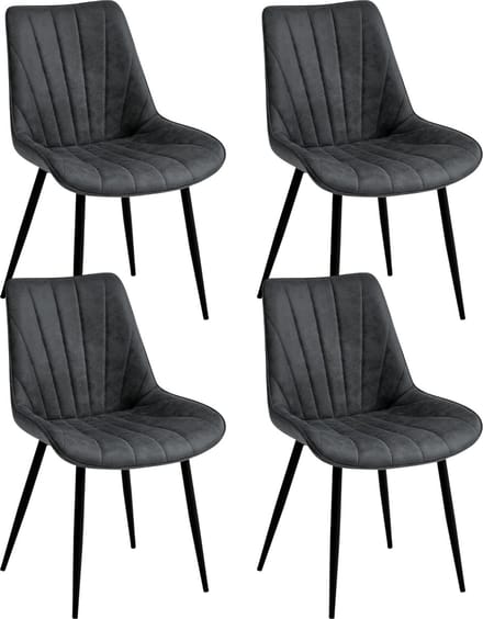 Colenis® - Lesedi Eetkamerstoel - Set Van 4 - Antraciet - Microfiber Stof - Industrieel