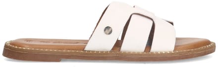 No Stress - Dames - Witte leren slippers - Maat 37