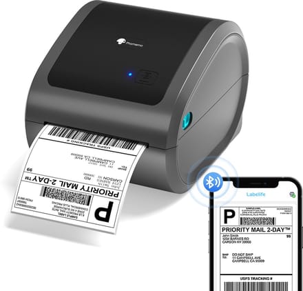 Phomemo D520BT - Draadloze Labelprinter - Bluetooth & USB - Thermisch Printen - Voor Mobiel & PC - Inclusief Labels - Grijs