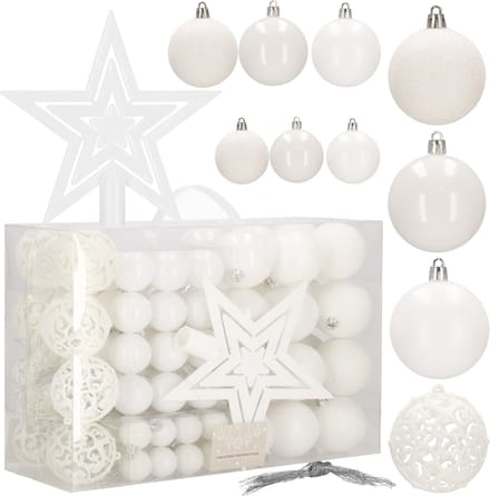Springos Kerstballen | Kerstversiering | Onbreekbaar | 101 Stuks | Wit