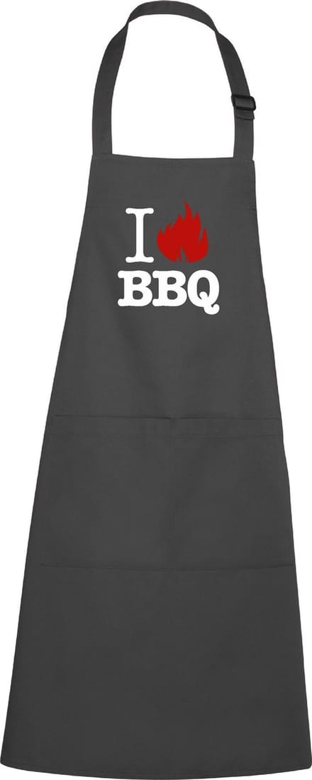 mijncadeautje - luxe keukenschort - I love BBQ - chique grijs