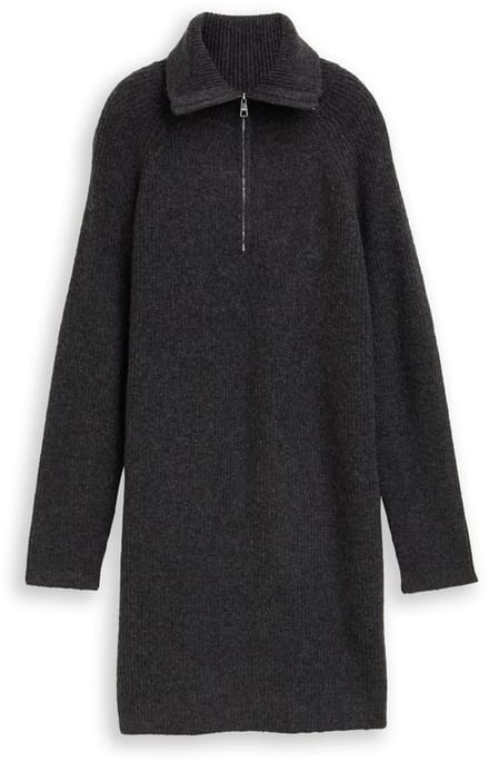 Tom Tailor Denim - Mini-jurk met troyerkraag - Maat M - Shale Grey Melange