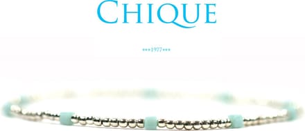 Heaven Eleven - dames - armband - zilver 925 - 1mm - mint - vierkant kralen - 16,75cm