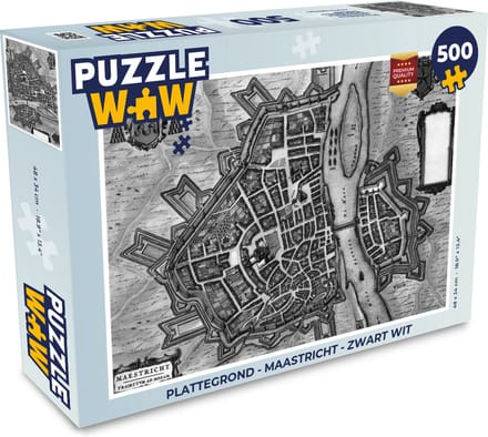 Puzzel Plattegrond - Maastricht - Zwart Wit - Legpuzzel - Puzzel 500 stukjes - Stadskaart