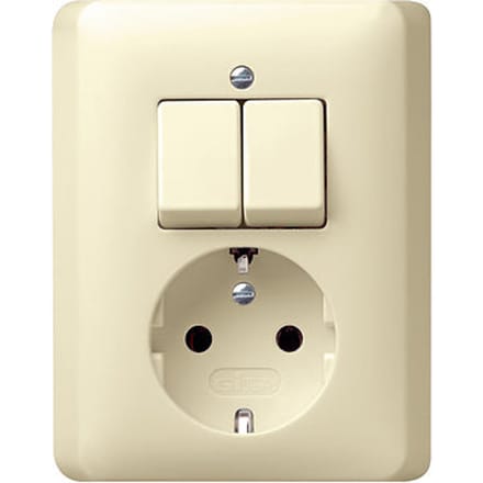 Gira Combinatie-Serie Wandcontactdoos Standaard 55 Creme Wit - 017501 - E3HB8