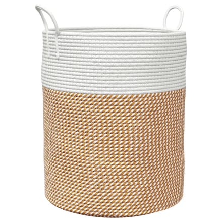 vidaXL - Opbergmand - Ø - 38x46 - cm - katoen - bruin - en - wit