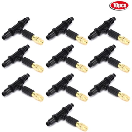 10 stuks nevelwatersproeier met T-stuk Tuinirrigatie Koelaccessoire voor 8/12 slang black