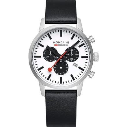 Mondaine Msd.41410.lbv Classic Chronograaf Datum Vegan Heren Horloge MSD.41410.LBV white