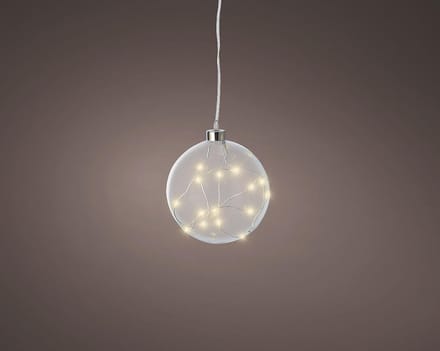 LED Bal met verlichting glas 10cm warm wit licht decoratie.