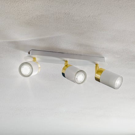 Eko-Light Plafondspot Joker, wit/goud, 3-lamps
