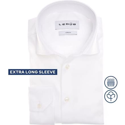 Ledûb Overhemd Cotton Jersey Stretch Shirt Mouwlengte 7 Wit / male