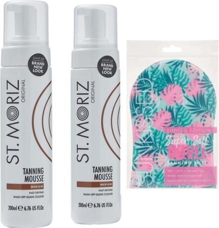 St.Moriz Professional Tanning Mousse Medium 200ml 2 pak + GRATIS Tanning Mitt
