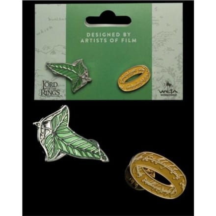 Weta Workshop Lord of the Rings Collectors Pins 2-Pack Elfen Leaf & One Ring