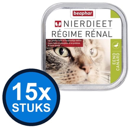 15x Beaphar - nierdieet kat eend 100gr - Kattenvoer Natvoer - 100 g