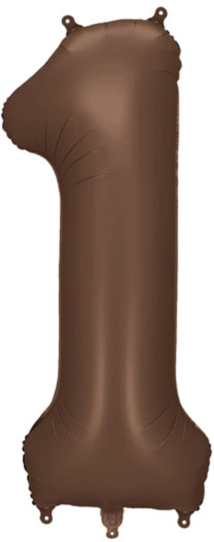 Folieballon cijfer 1 in bruin 86cm