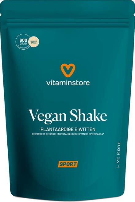 Vitaminstore - Vegan Shake Vanille - 600 gram | Vanille