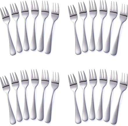 Alheco 24 gebaksvorkjes - RVS - Kleine vorkjes set - Zilver